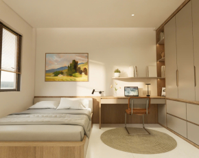 Thi công nội thất phòng ngủ hiện đại tone gỗ sáng đẹp tinh tế