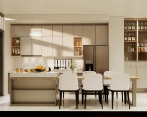 Thi công nội thất phòng khách bếp hiện đại liên thông đẹp sang trọng