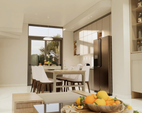 Thiết kế thi công nội thất phòng khách bếp tối giản hiện đại đẹp